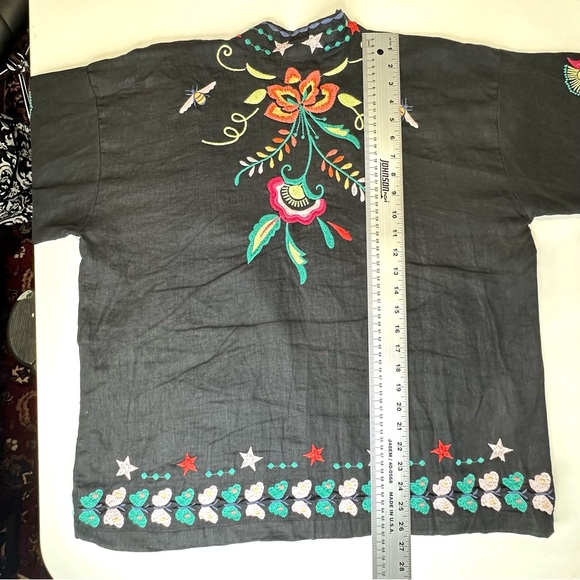 Johnny Was Linen Embroidered Black Kimono Jacket, size Large, like new! - Picture 14 of 14